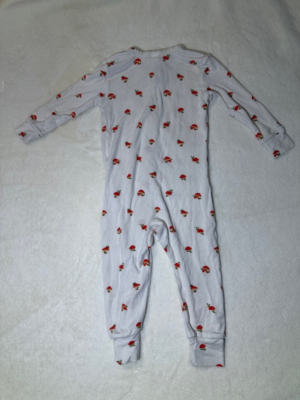 SKIMS Cream Footed One-Piece with Red Mushroom Print - Picture 3 of 4
